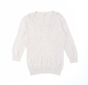 Repeat Womens Beige V-Neck Cotton Blend Jumper Size 10 - Picture 1 of 10