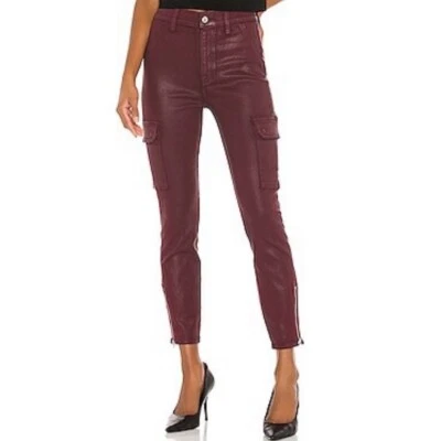 New 7 For All Mankind Coated Cargo Ankle Zip Skinny Pants Merlot Size 27 - Image 1 of 4