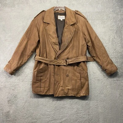 Vintage Pelle Studio Jacket Men's Small Brown Belted Coat Button Up Y2kfashion - Image 1 of 4