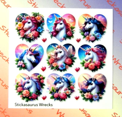 Unicorns & Roses Sticker Sheet - Image 1 of 3