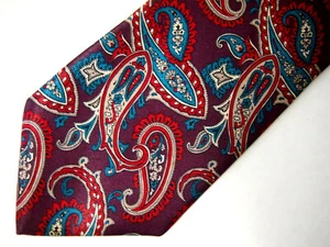 Vtg Geoffrey Beene Mens Necktie Tie Purple Red Paisley Blue 57" - Picture 1 of 4