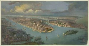 Póster - Mapa pictórico vintage de la ciudad de Nueva York (años 1880) - Imagen 1 de 21