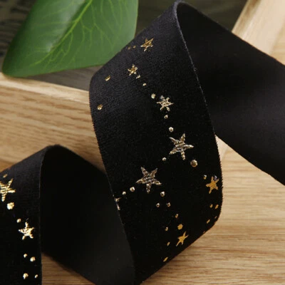 4cm Hot Stamping Flocking Ribbon Christmas Velvet ribbon DIY Bow Craft Accessory - Image 1 of 4