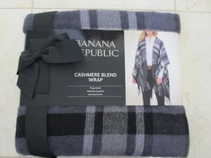 Banana Republic Cashmere Blend Wrap Gray & Purple One Size Fringe Hem MSRP $119 - Picture 1 of 9