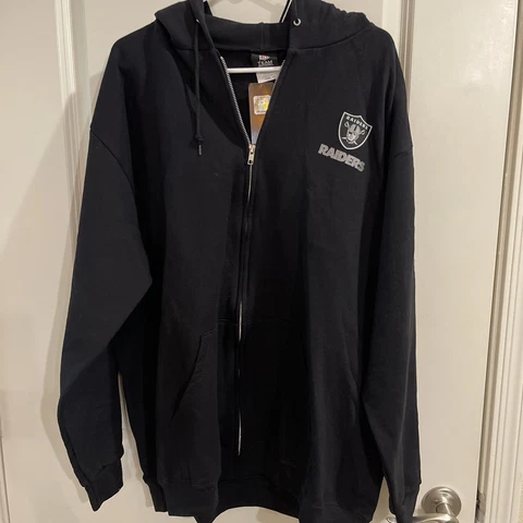 Oakland Raiders Sweatshirt - XL Men’s Black Logo Graphic Full Zip Hoodie Cover