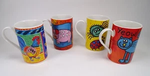 4x Dunoon Mugs Creepy Crawlies Farmyard Funny Farm & Moggies By Jane Brookshaw - Picture 1 of 24