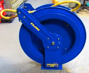 🤓 COXREELS HOSE REEL SPRING RETURN 75 FT W/SPEEDAIR LUBRICATOR EZ-TSH-375-YP - Picture 1 of 9