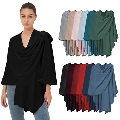 Ladies Knitted Sweater Poncho Cape Shawl Wrap Cardigan Winter Scarf Jumper Tops - Image 1 of 4