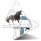 2 x Triangle Stickers 10 cm - Clydesdale Horse in Snow  #3202