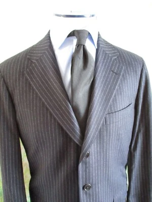 Belvest Azul Rayas Extrafino Super 140s Lana Suave Blazer Abrigo Chaqueta 54 44 Foto 1 de 4