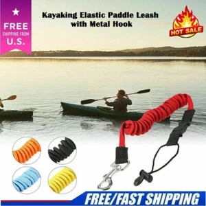 Folding Coiled Paddle Leash Kayak Canoe Lanyard Elastic Safety Fishing Rod Rope - Picture 1 of 16