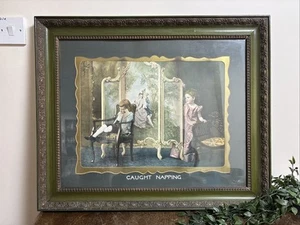 Stampa vintage con cornice - "Caught Napping" - cornice ornata - Foto 1 di 10