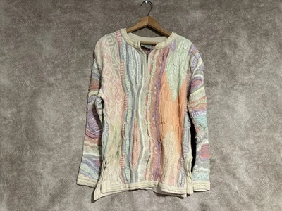 Vintage 1990's COOGI Wool Half Zip Sweater Size M Medium Pastel RARE COLOR MIX  - Image 1 of 4
