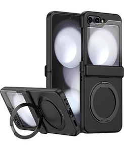 For Samsung Galaxy Z Flip6 Flip5 Flip4 3 Hinge Case with Rotated Magnetic Ring - Picture 1 of 7