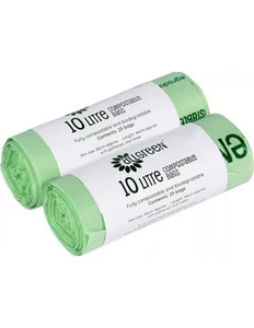 10 Liter x 50 komplett grüne kompostierbare Beutel - Küchenbehälter - Lebensmittelabfalleimer - Bild 1 von 1