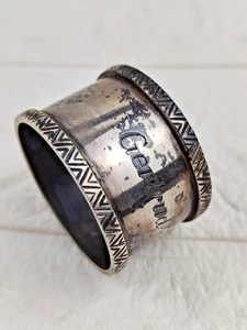 ANTIKER VIKTORIANISCHER SILBER SERVIETTENRINGHALTER Gravur 34gr - Bild 1 von 11