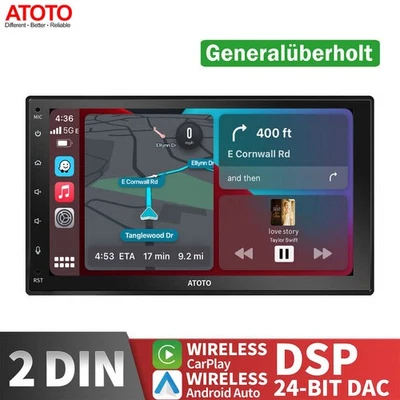 ATOTO F7WE 7'' IPS Touchscreen 2 DIN Car Stereo Wireless CarPlay & Android Auto - Immagine 1 di 4