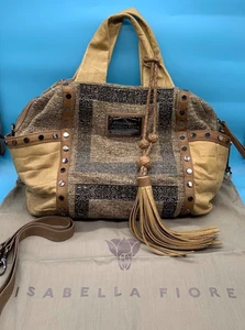 Isabella Fiore Marrón Tachonado Hobo Bolso de Hombro Cartera Boho Y2K - Imagen 1 de 17