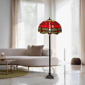 Tiffany 16" Stehlampe Buntglas Handarbeit Stil für Zuhause und Büro Dekor - Bild 1 von 23
