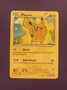 Pikachu 42/146 LP/NM XY Base Set 2014 Pokemon Card jumping winking happy cute - Picture 1 of 2