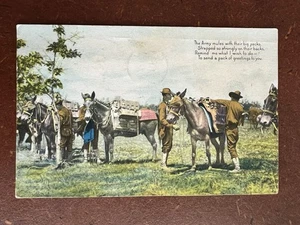 WWI Army Series No. 3 Maultierpackung Soldaten Postkarte 1918 Guthrie OK gestempelt - Bild 1 von 6