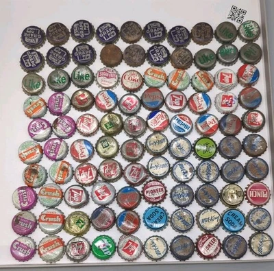 Lot 100 Vintage Pepsi 7up Orange Grape Crush Milkay Like cork  Bottle Soda Cap  - Image 1 of 4