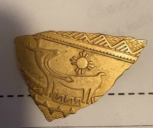 Broche de caballo estilo artefacto inspirado en maya del suroeste de colección JJ 1988 tono dorado - Imagen 1 de 2