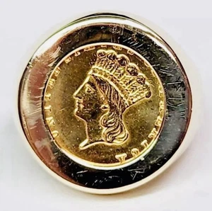 Pre-1933 GOLD 7500 Mintage 1887 $1 ONE-DOLLAR 22k GOLD COIN & 14k RING SIZE 7.25 - Picture 1 of 6