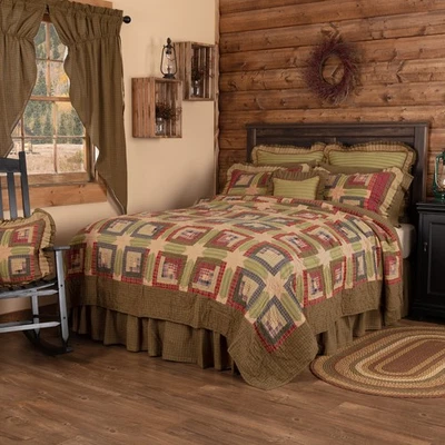 Rustic California King Quilt Green Patchwork Tea Cabin Bedroom Decor VHC Brands - Image 1 of 4
