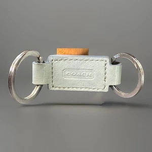 Coach Valet Key Fob Bag Charm Blue Gray Leather Silver Tone Hardware Vintage - Bild 1 von 10