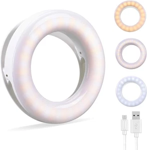 Ring Light, Lampe de Remplissage Selfie Portable à Clip Rechargeable pour iPhone Android - Photo 1 sur 7