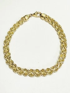 14k Yellow Gold Double Rope Bracelet ~ 7.5 Inches ~  4 Grams. - Picture 1 of 4