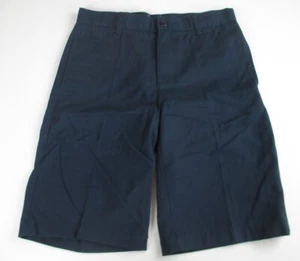LANDS END Navy School Uniform Plain Front Chino Shorts Boys 14 *NEW* - Picture 1 of 7