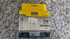 USB Charger & Duplex Receptacle 15Amp 3.1A total USB Output White - Picture 1 of 6