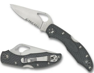 SPYDERCO Byrd Meadowlark 2 Folding Satin Combo Blade Gray FRN Handles BY04PSGY2 - Image 1 of 2