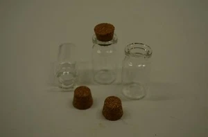 Glass Cork Bottles - Bead Containers, 35mmx16mm - message in a bottle - Qty 10 - Picture 1 of 1