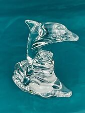 Vintage Lenox Crystal Clear Full Lead Dolphin On Wave Figurine Collectable