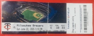 Caleb Durbin Rhys Hoskins Yelich 6/22/2025 MILWAUKEE BREWERS TWINS GAME TICKET - Picture 1 of 18