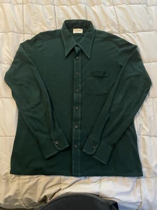 Vintage Green Donegal Acrylic Polo Collared Button Down Shirt Men XL 60s Acrylic - Picture 1 of 7