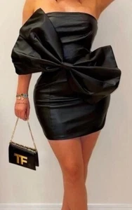 Posh By V Little Black Bow DRESS Size Large Party Cocktail Dress - NWT Y2K Sexy - Picture 1 of 12