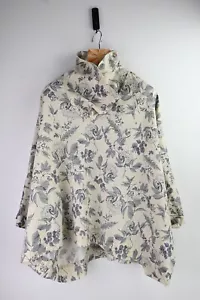 High Tea with Mrs Woo 100% cotton cowl neck asymmetric blouse in cream/navy OSFM - Bild 1 von 9