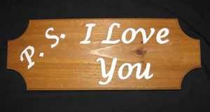 Wood PS I LOVE YOU Rustic Cedar Home Decor Sign - Picture 1 of 4