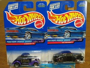 Arrastra trasera Hot Wheels Pinstripe Power Series #953 3 ventanas '34 y #954 nueva en paquete - Imagen 1 de 10