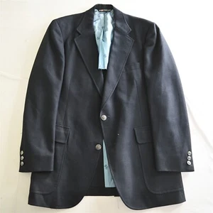 Vtg Austin Reed 40R Navy Blue Hopsack Silver Button Blazer Sport Jacket - Picture 1 of 12
