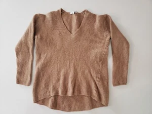 Madewell Womens Tan Merino Wool V-Neck Ribbed Sweater Size S - Picture 1 of 11