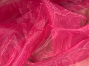 Crystal Organza Lightweight Woven Shimmer Fabric, Per Metre - Plain- Cerise Pink - Picture 1 of 4