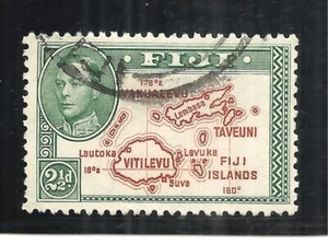 FIJI SCOTT 133 USED VF- 1940 2p GREEN & ORG BROWN GEORGE VI ISSUE CV $17.50 - Picture 1 of 2