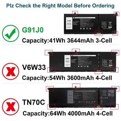 G91J0 Battery for Dell Latitude 3320 3420 3430 3520 3530 11.25V 41Wh - image 1 of 4