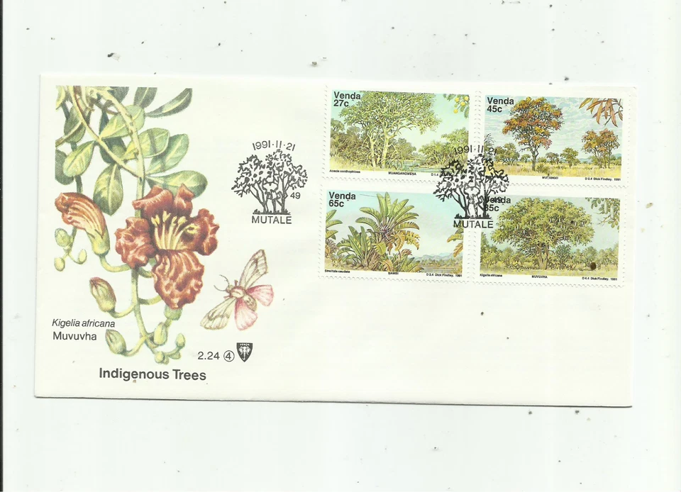 VENDA . 21 / 11 / 1991.   Indigenous Trees   . First Day Cover. - Image 1 of 1