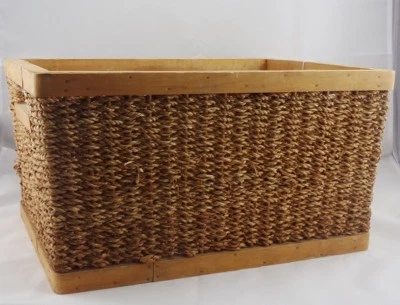 Woven Sisal Basket w/Wood Frame - Small - Image 1 of 3